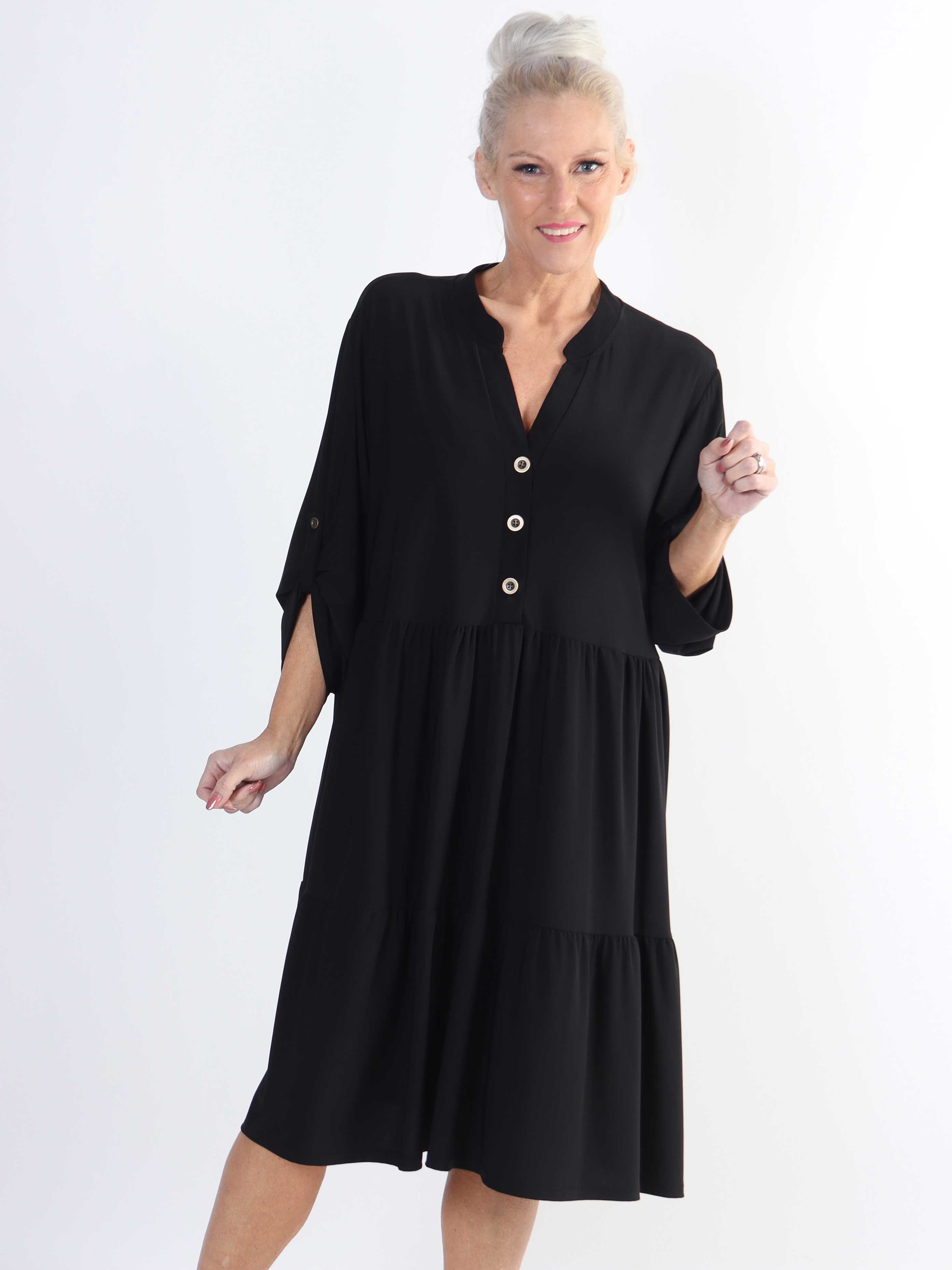 Milano Plain Midi - Enfärgad plus size klänning med lager på lager look